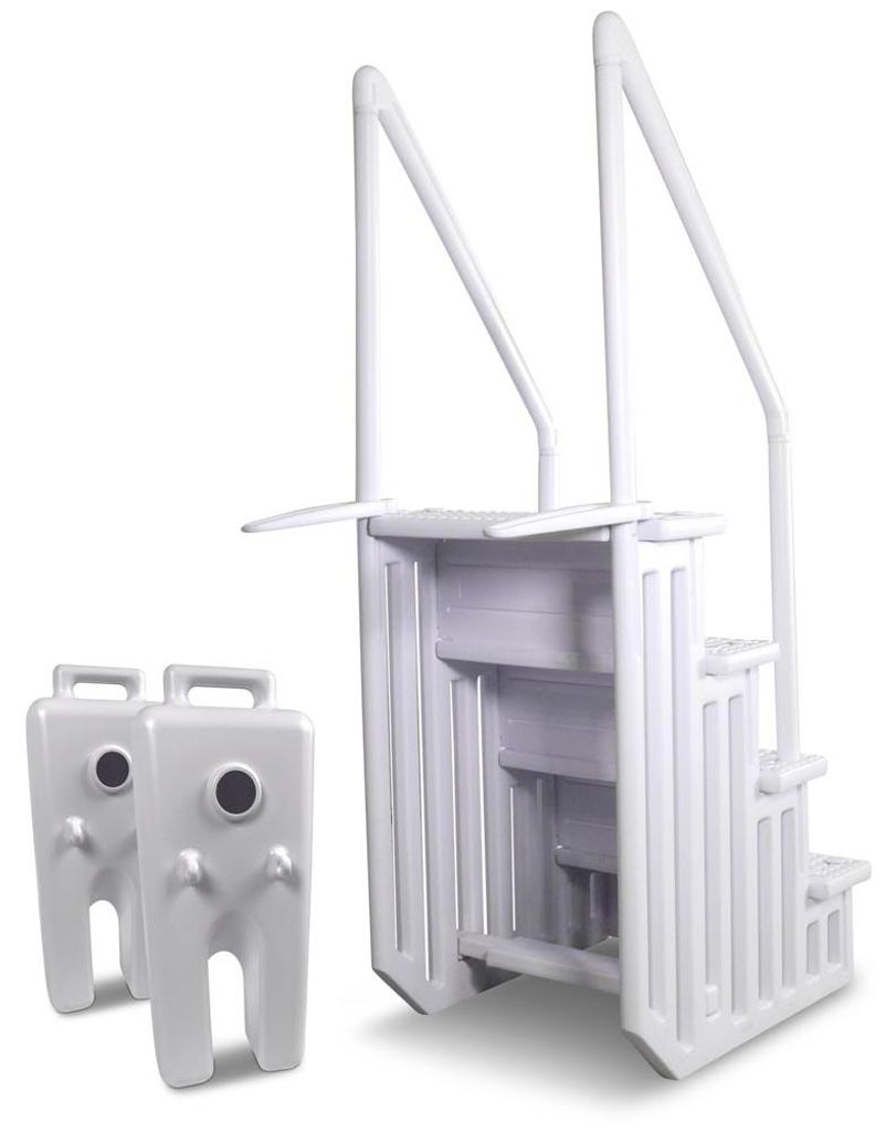 Schwimmbadleiter Treppe, Kunststoff 4-stufig + Gewichte Produktbild 