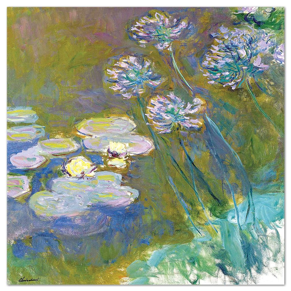 Giallobus - Teich mit Seerosen und Blumen - Claude Monet - 100L x 100B cm - Bild - Acrylglas