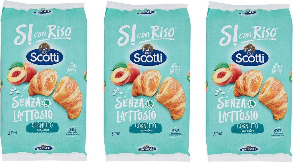 3x Riso Scotti Cornetto con Pesca Senza Lattosio Croissant Produktbild 