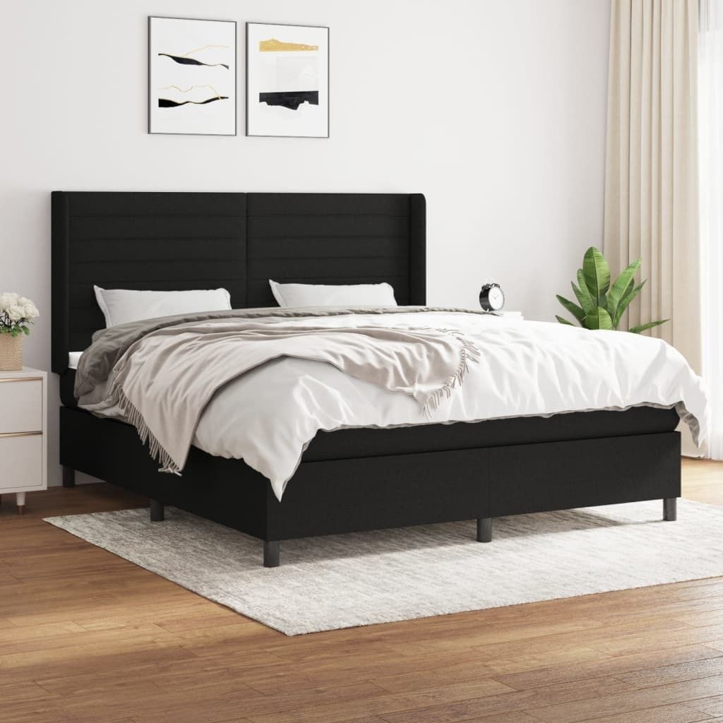 Maison Exclusive - Boxspringbett mit Matratze Schwarz 160x200 cm Stoff