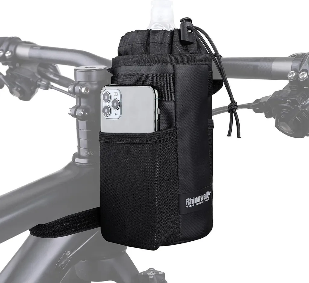 Sacoche de guidon de vélo imperméable avec porte-bidon isolé 1,2L