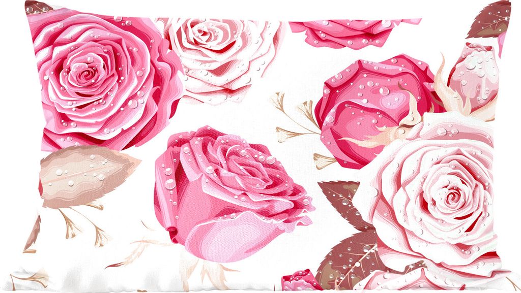 MuchoWow Zierkissen Sofakissen Wohnzimmer Dekokissen 50x30 cm Rosen - Blumen - Drops - Wohnzimmerdekoration - Polster mit Photo