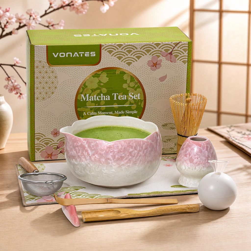 VONATES Matcha Tee Set 9-teilig, Keramik Matcha Set mit Produktbild 
