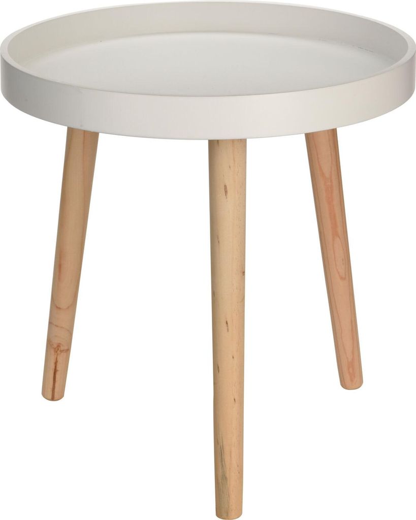 Holz Beistelltisch 40 x 39 cm - weiß - Couchtisch mit Beinen aus Massivholz - Sofa Couch Telefon Blumen Tisch