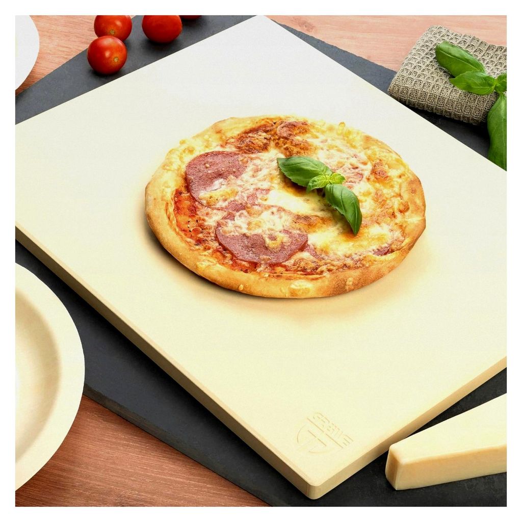 Pizzastein 38x30x1,5 - Cordierit Pizzastein für Backofen und Grill