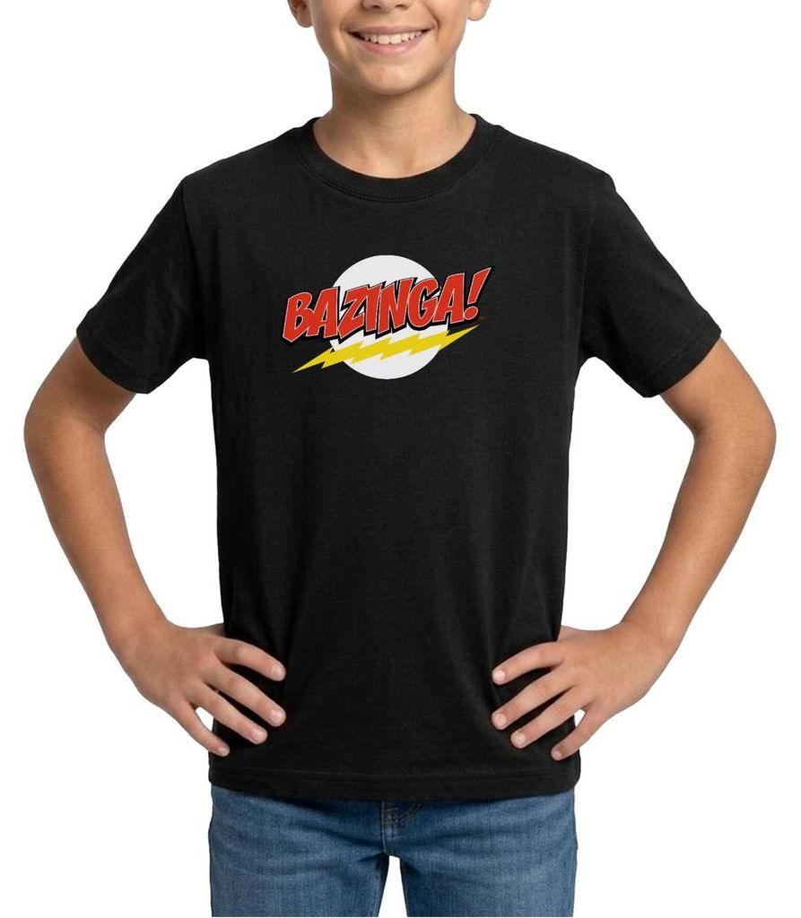 Spreadshirt The Big Bang Theory Bazinga Teenager T-Shirt, 134/146 (9-11 Jahre), Schwarz