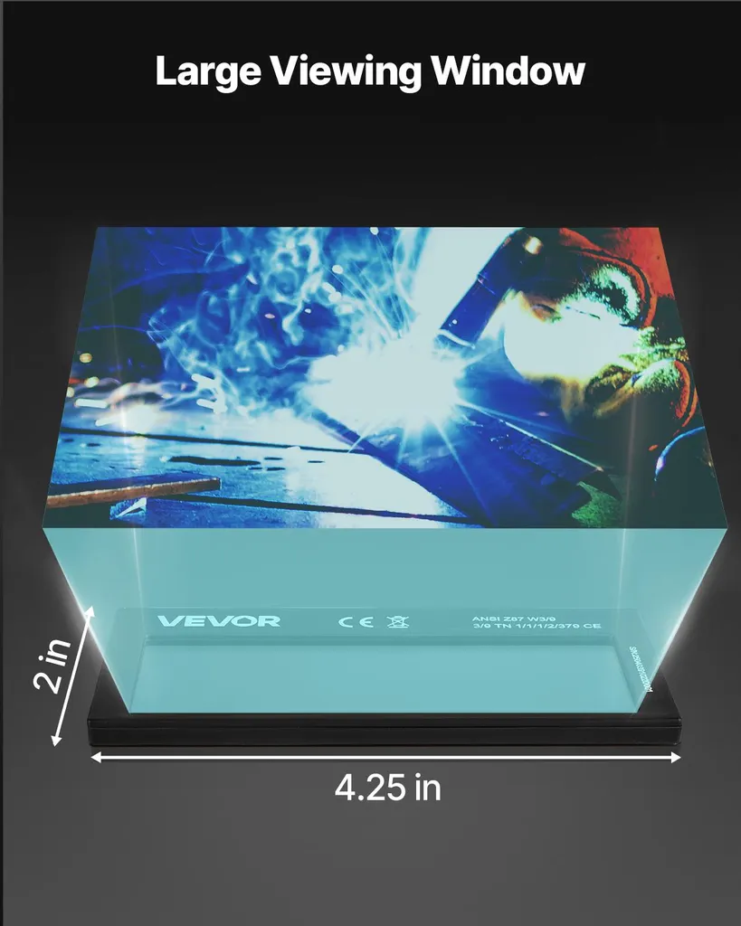 Lente per saldatura VEVOR, oscuramento automatico, 108x51 mm, occhiali di sicurezza a 9 colori reali con doppio sensore d'arco, compatibili con la maggior parte dei caschi per saldatura per applicazioni TIG, MIG, MMA, ARC - 3