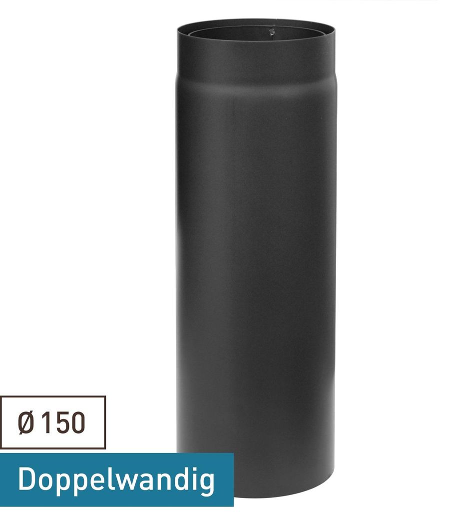 Raik Izoker Längenelement 150mm schwarz doppelwandig L: 500mm für Rauchrohr / Ofenrohr