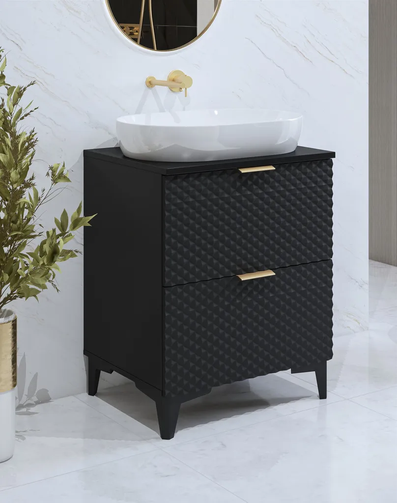 Meuble sous-vasque EUREKA 60 cm noir pour rénover une salle de bain - 2
