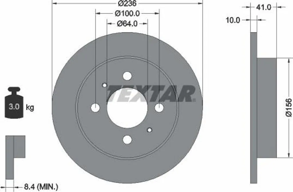 Disque de frein haute performance Textar 92128600 pour Mitsubishi Colt