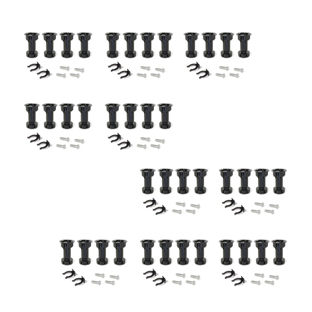 Emuca Lot von 10 Nivellierer Bone, mit vormontierter Sockel, Höhe 100mm, verstellbar 98-115mm, Kunststoff, Schwarz