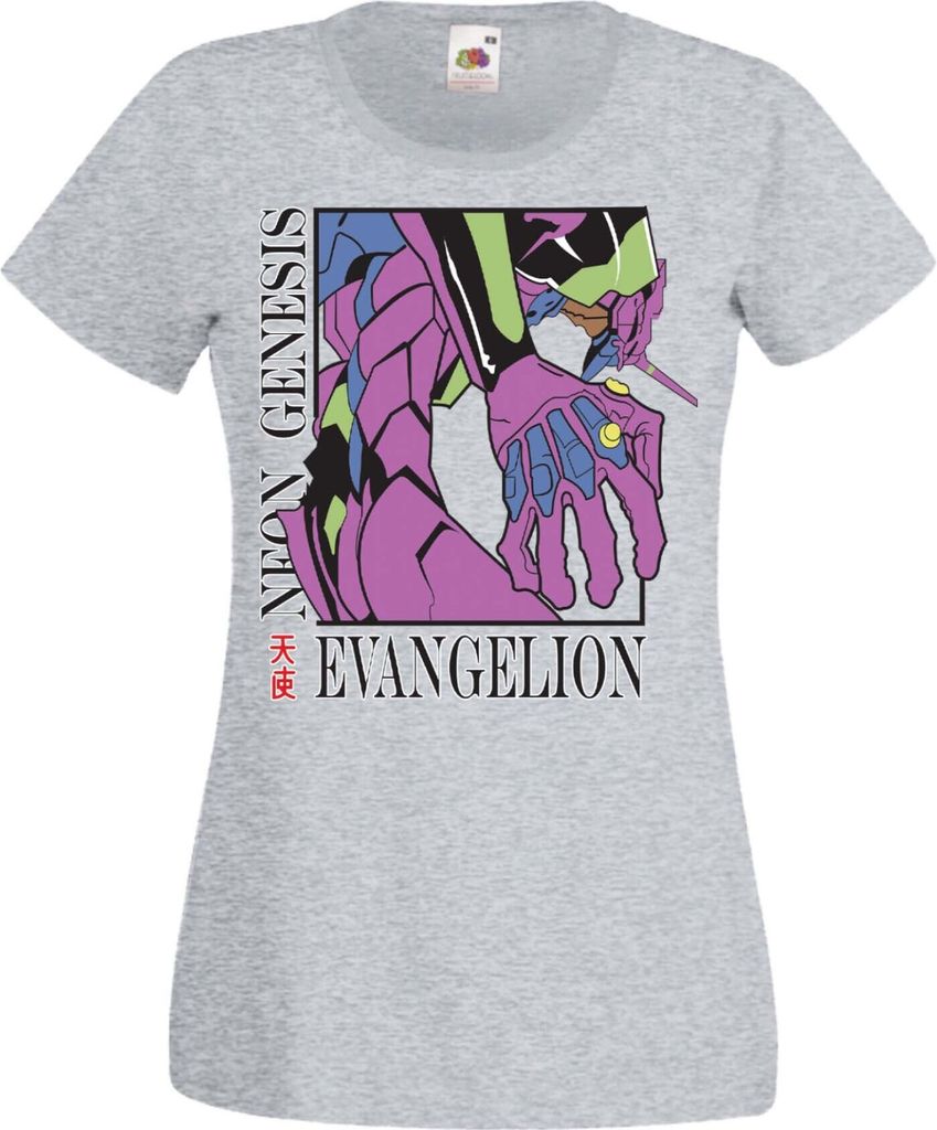Damen T-Shirt Manga Anime Neon Anime Genesis Manga Evangelion Gendo Ikari Gendo Ikari, Lady XS / Grau