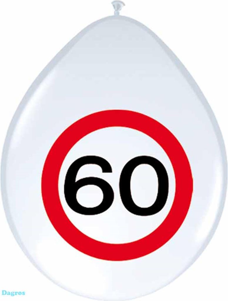Massamarkt Ballon 30 cm Verkehrszeichen 60 Jahre Packen Sie ein 8st
