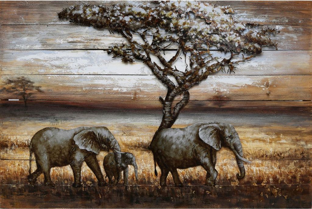 3D Metallbild Elefanten