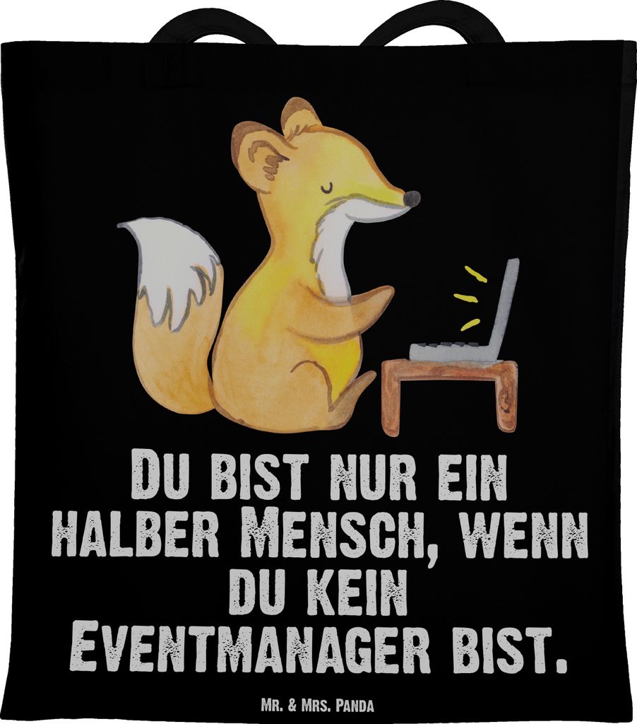 Mr. & Mrs. Panda Tote Bag Eventmanager Herz - Schwarz - Geschenk, Tasche, Promoter, Laptoptasche, dokumententasche, Shopping, Spruch, Beutel, Beruf...
