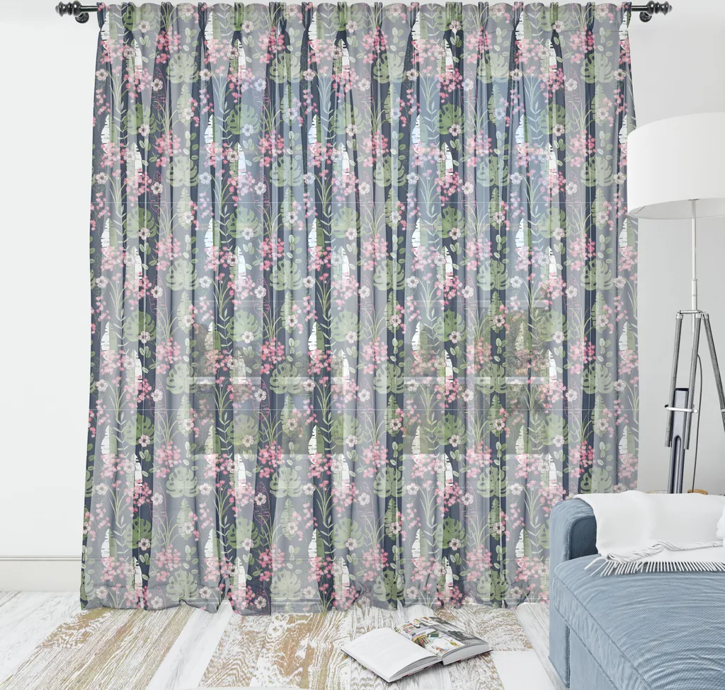 Decorazione Parete ABAKUHAUS Satin 135x274 - Foglie Palma Rosa
