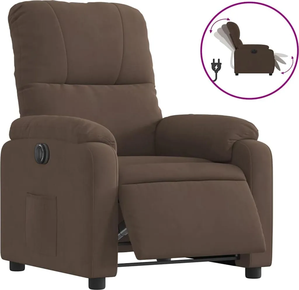 Fauteuil Relax Électrique Marron vidaXL en Tissu Microfibre Confortable