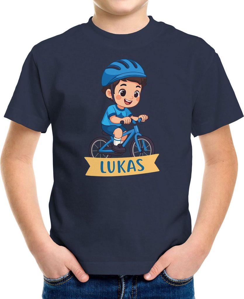 Kinder T-Shirt Jungen Fahrrad personalisiert mit Name Bike Shirt für kleine Radfahrer Sportfans BMX Fans Moonworks