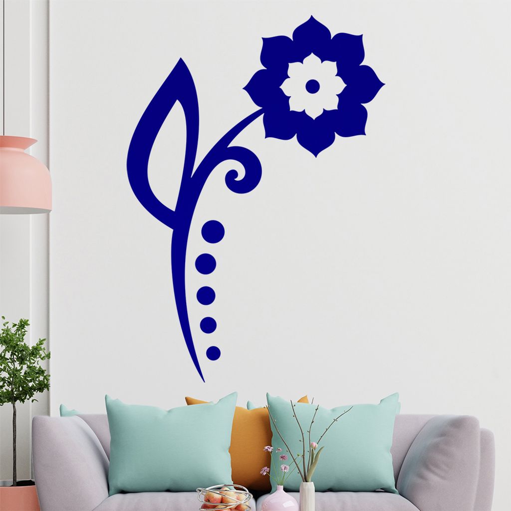 Blume - Linien Punkte Wandtattoo in 6 Größen - Wandaufkleber Wall Sticker - Dekoration, Küche, Wohnzimmer, Schlafzimmer, Badezimmer