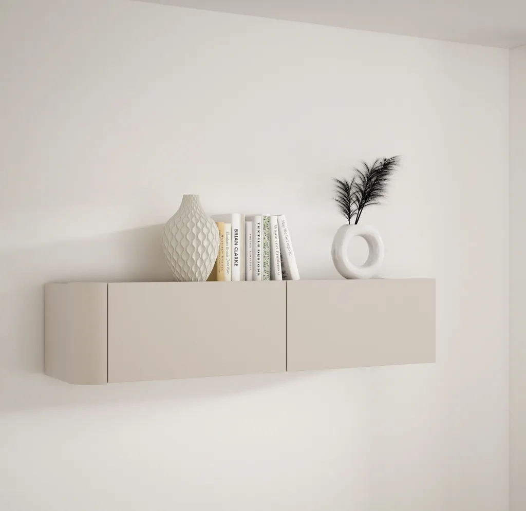 Meuble suspendu sable BREATHTAKER à 2 clapets de rangement de 128,6 cm - 2