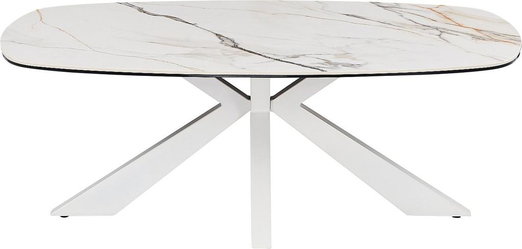 Couchtisch aus gehärtetem Glas, Keramik und Metall - Weißer Produktbild 