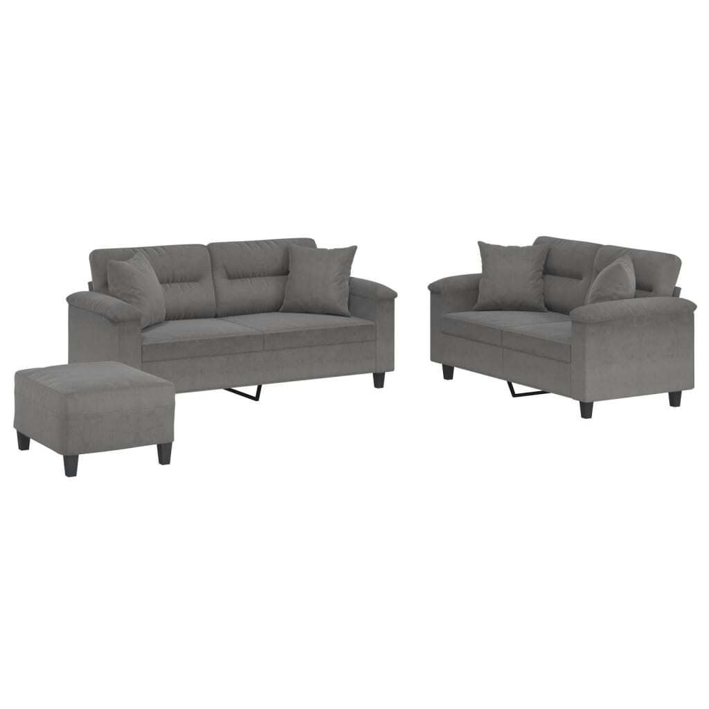 "Winteraktion" 3-tlg. Sofagarnitur mit Kissen Dunkelgrau Mikrofasergewebe - Klassische Sofas CC7983