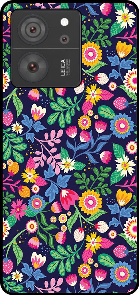 Smartphonica Handytasche Geeignet für Xiaomi 13T / 13T Pro mit Blumendruck - TPU Rückseite Abdeckung Fall Blumendesign