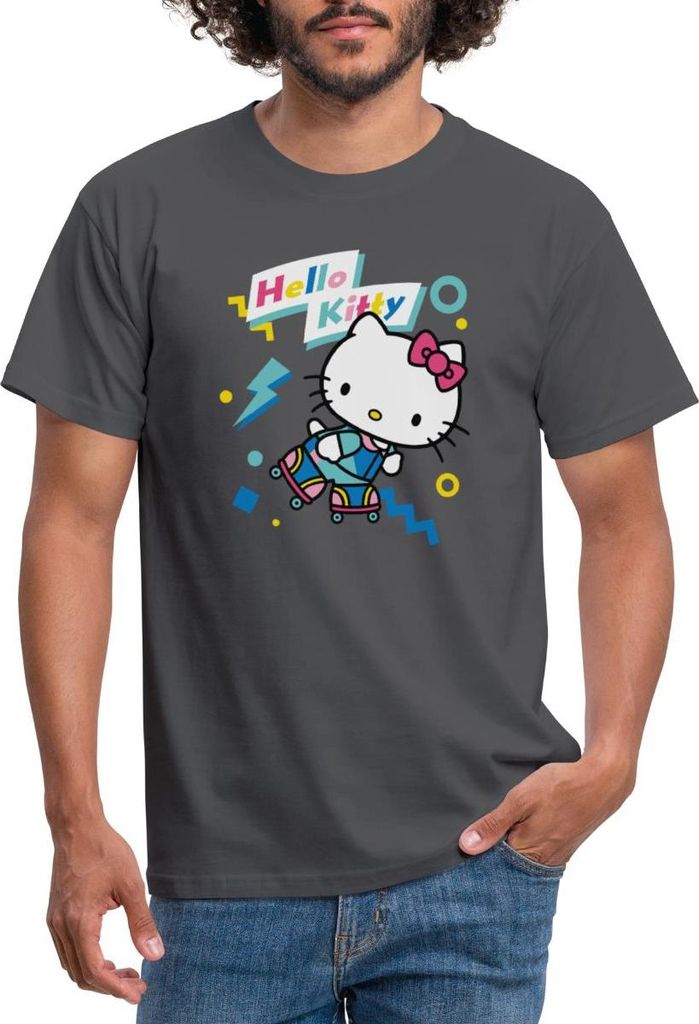 Spreadshirt Hello Kitty 90er Stil Mit Rollschuhen Männer T-Shirt, 3XL, Anthrazit