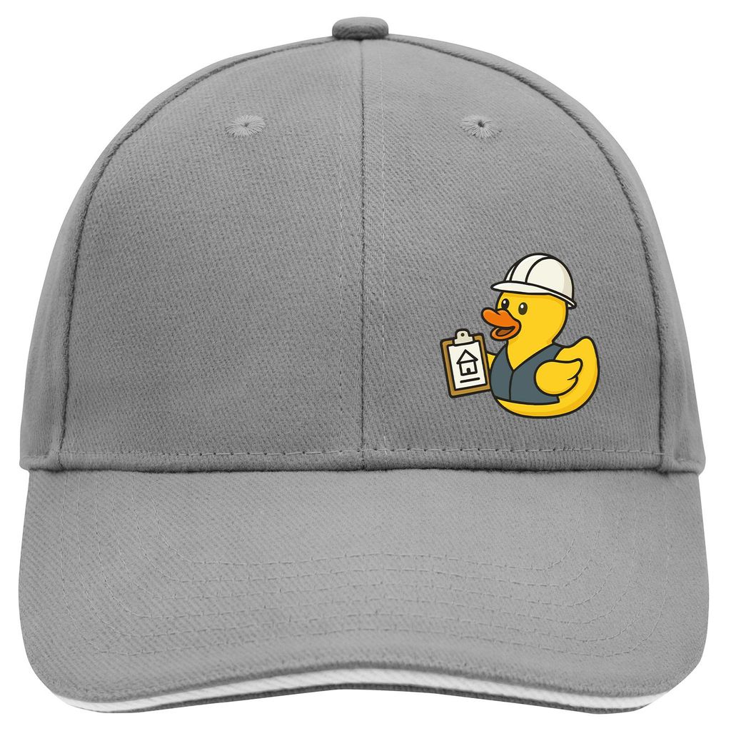 Huuraa Cappy Mütze Quietscheente Bauingenieurwesen Comic Gummiente Dark Grey/White Baumwolle 6-Panel Kappe Geschenkidee