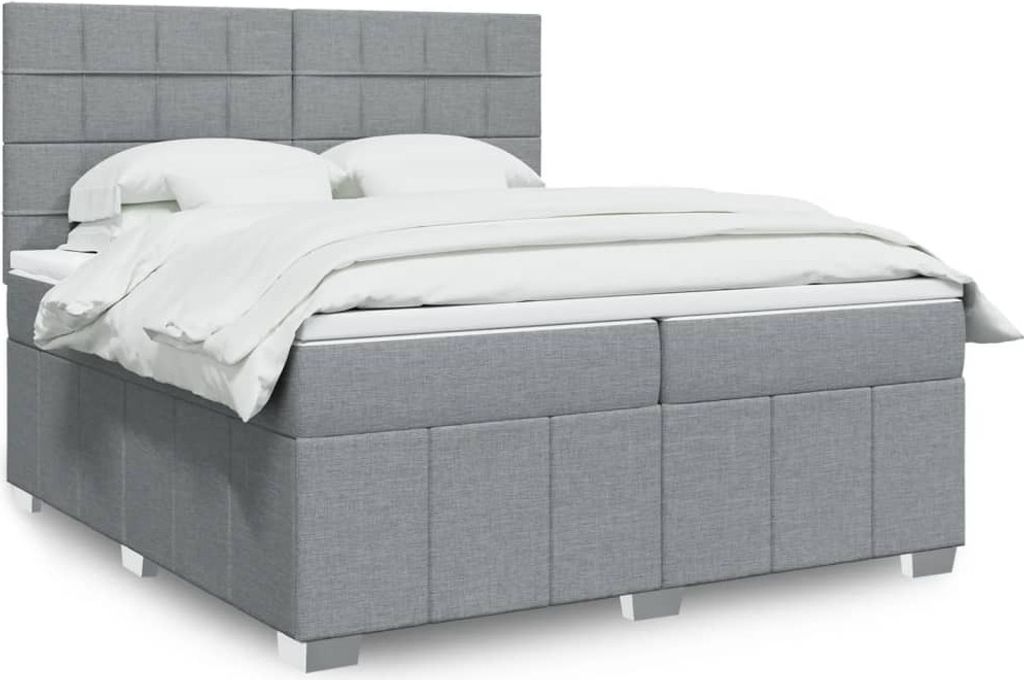 Maison Exclusive - Boxspringbett mit Matratze Hellgrau 200x200 cm Stoff