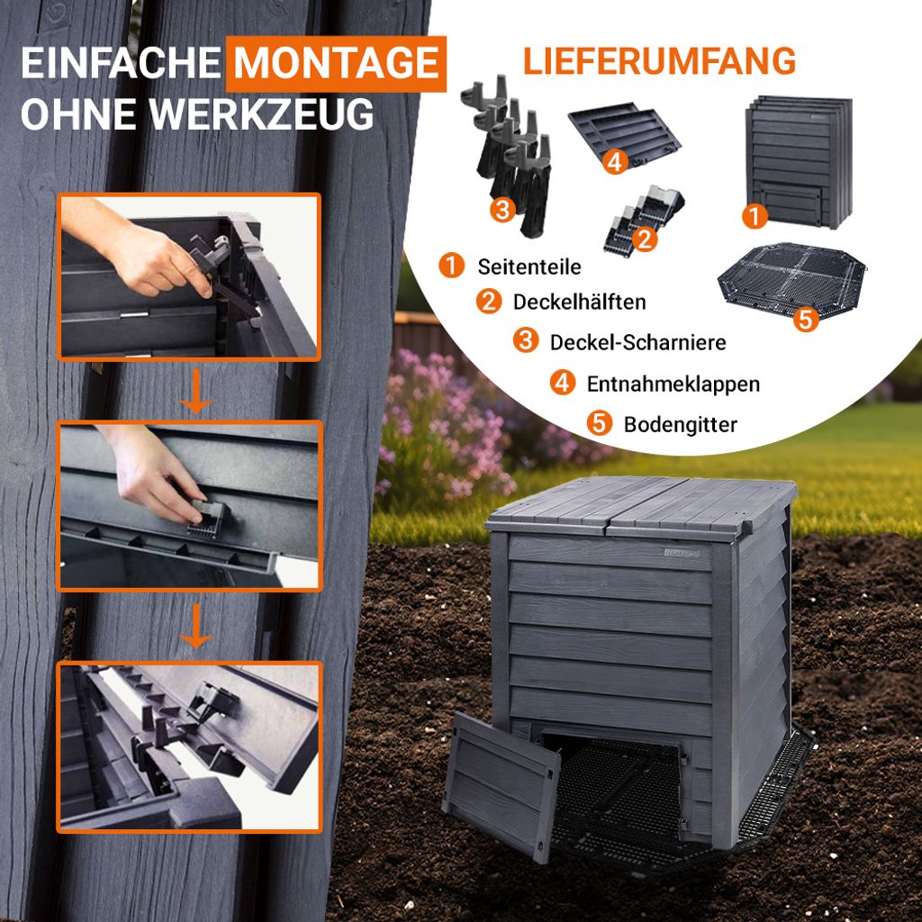 GARANTIA THERMO-WOOD Komposter 600 Liter inkl. Bodengitter Produktbild 13