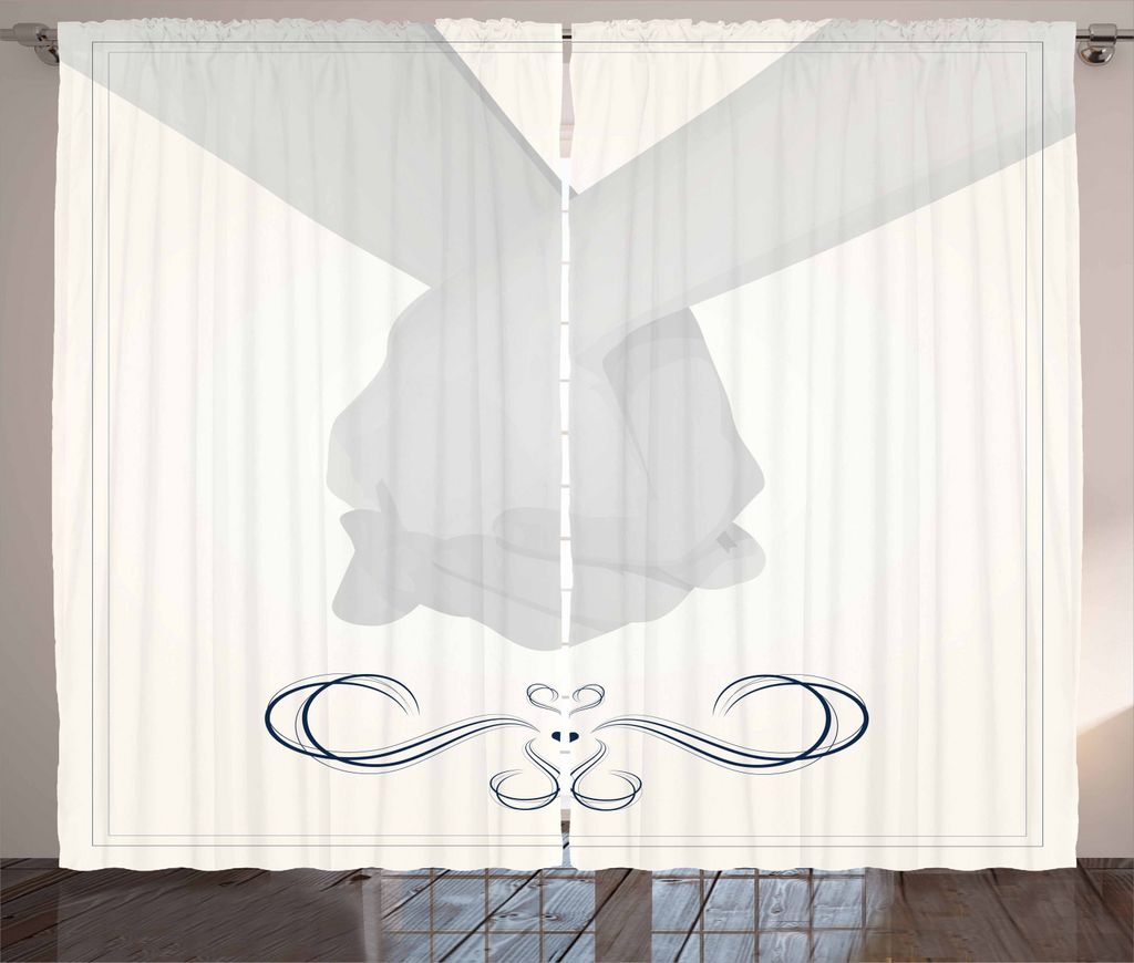 ABAKUHAUS Engagement Rustikaler Vorhang, Paar Händchen haltend, Wohnzimmer Universalband Gardinen mit Schlaufen und Haken, 280 x 225 cm, Hellgrau ...