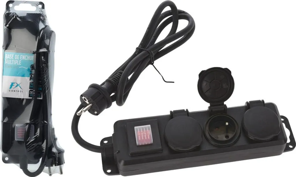 Prolunga Elettrica FX TOOLS Nera - 3 Prese Sicure per Casa 1,4m - 3