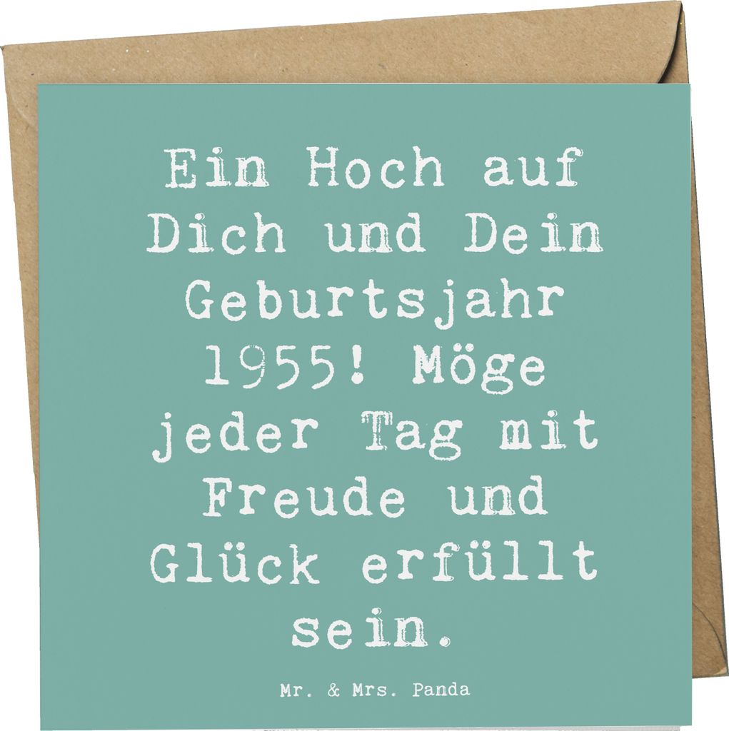 Mr. & Mrs. Panda Grußkarte Spruch 1955 Geburtstag - Meeresbrise - Geschenk, persönliche Botschaft, Klappkarte, Glückwunschkarte, faltkarte, Glü...
