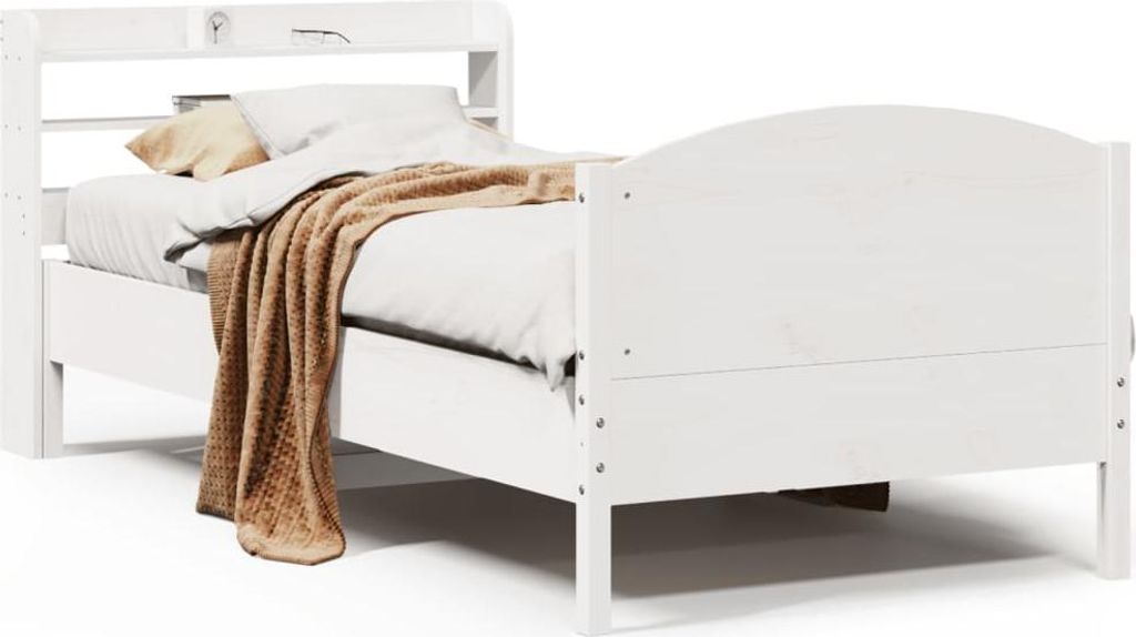 vidaXL Massivholzbett ohne Matratze Weiß 90x200 cm Kiefernholz