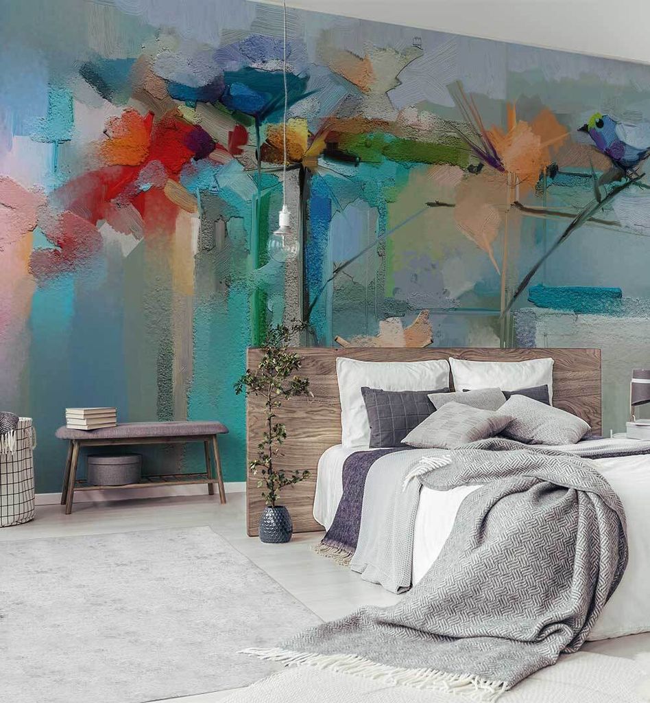 Fototapete Abstrakte Malerei mit Pinselstrichen, Material:Superior Vlies 350g/qm, Größe Tapete:455 x 260cm