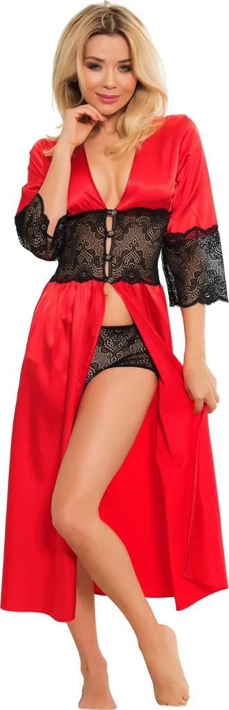 Vestaglia Donna Mindanao Rossa Taglia S: Intimo Notte con Pizzo Romantico