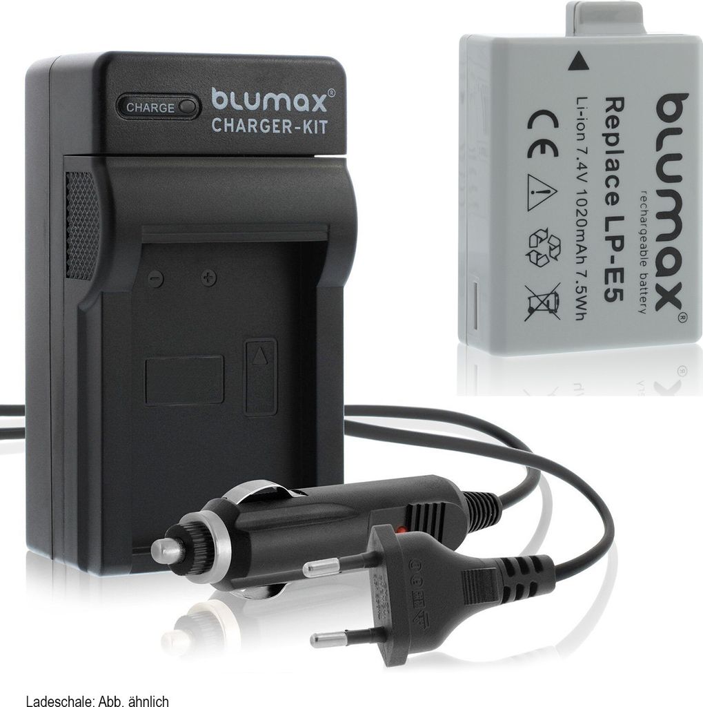 1x Akku + Lader für Canon EOS 450D, EOS 500D, EOS 1000D LP-E5 1020 mAh