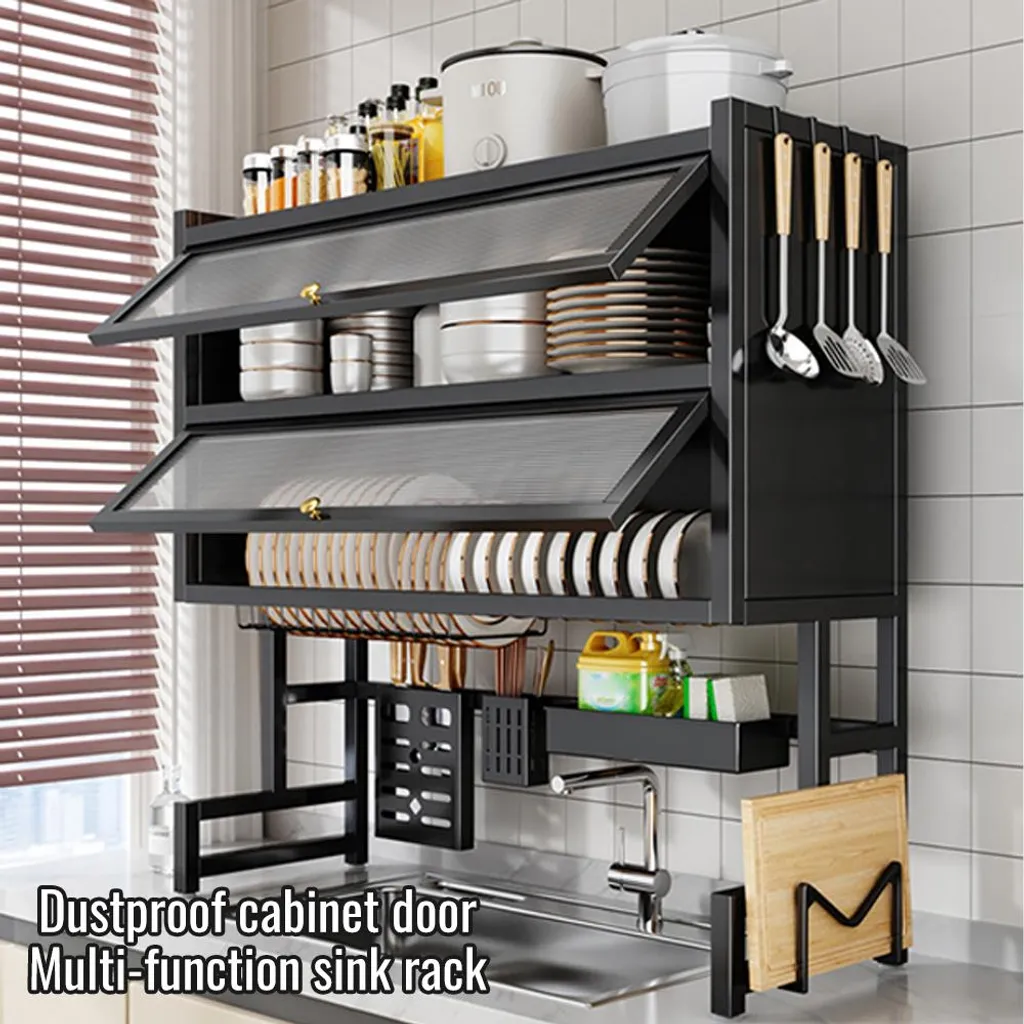 Égouttoir à vaisselle noir compact pour optimiser votre plan de travail - 4