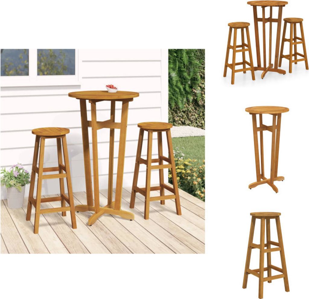 vidaXL 3-tlg. Bar-Set Massivholz Akazie - Gartenmöbel-Sets