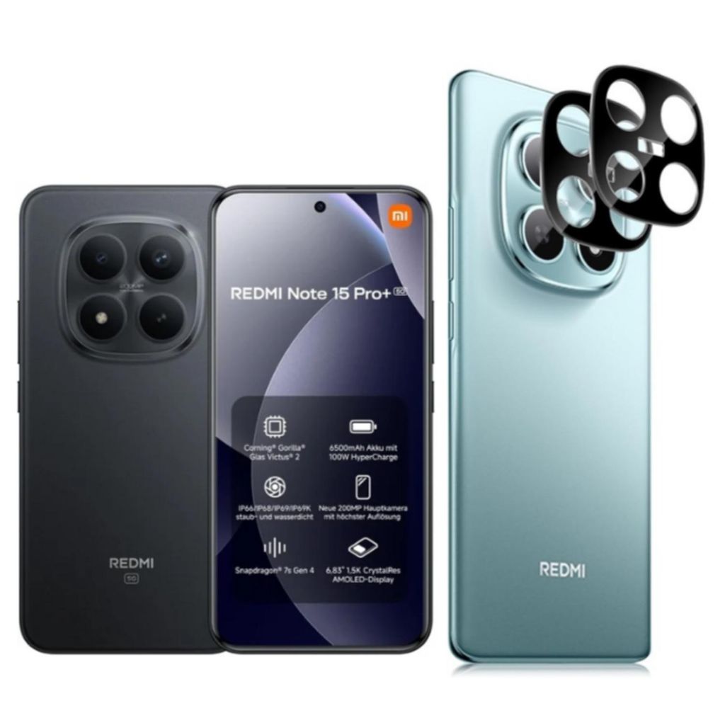 CLM-Tech 2X Kameraschutz kompatibel mit Xiaomi Redmi Note 15 Pro+ / 15 Pro Plus 5G - Kameraglas Panzerfolie Panzerglas Crystal Clear - 9H Schutz Gl...