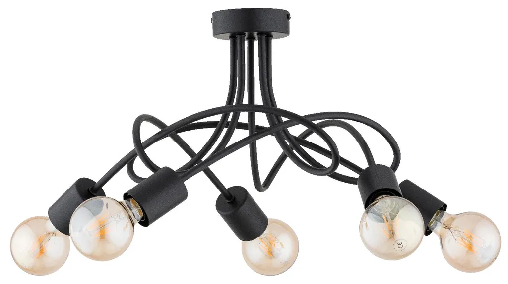 Plafonnier ERGO Noir 5xE27 Alfa en Métal - Luminaire Design 27x50x50 cm