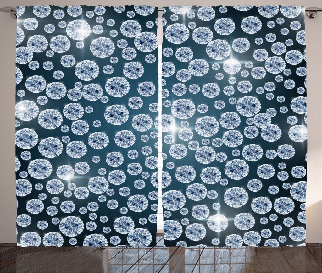 ABAKUHAUS Silber Rustikaler Gardine, Reflexionen des Diamanten, Schlafzimmer Kräuselband Vorhang mit Schlaufen und Haken, 280 x 225 cm, Silber Dunkel