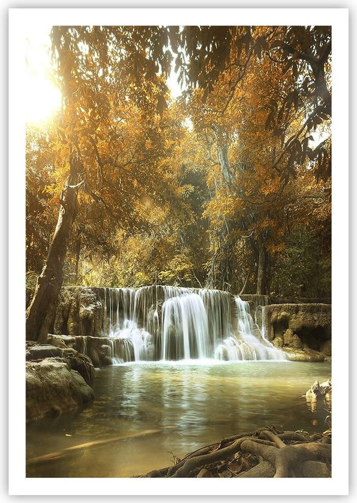 Poster - Poster ohne Rahmen - Park Wasserfall Wasser - 70x100 cm - Wand Bild - Wanddeko - Wandbilder - Kunstposter - Wandposter - Bilder - Kunstdru...