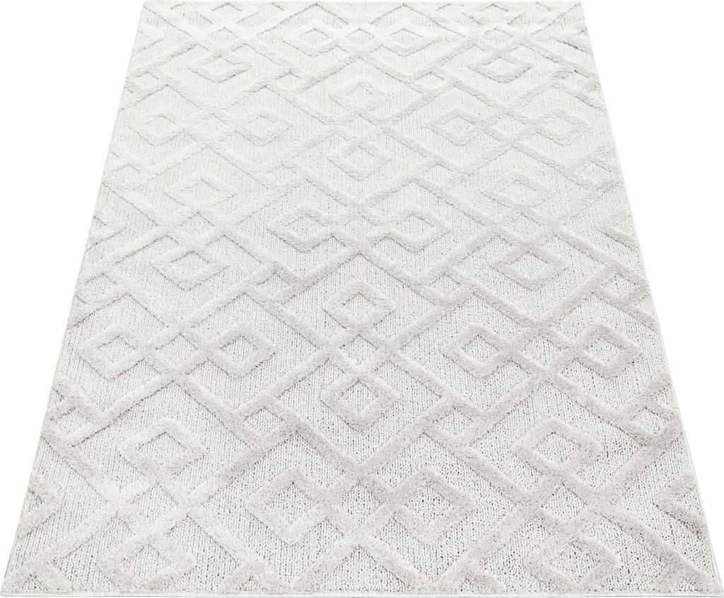 Teppich Läufer Wohnzimmer Creme 60x110 Geometrisches Design aus Polypropylen