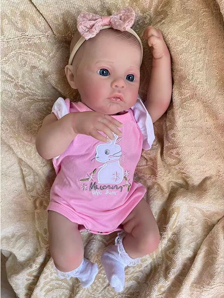 18 Zoll Große Reborn-Babypuppe Meadow, Weicher Stoffkörper, Realistische Neugeborenen-Mädchen-Boneca-Bebe-Reborn-Puppe