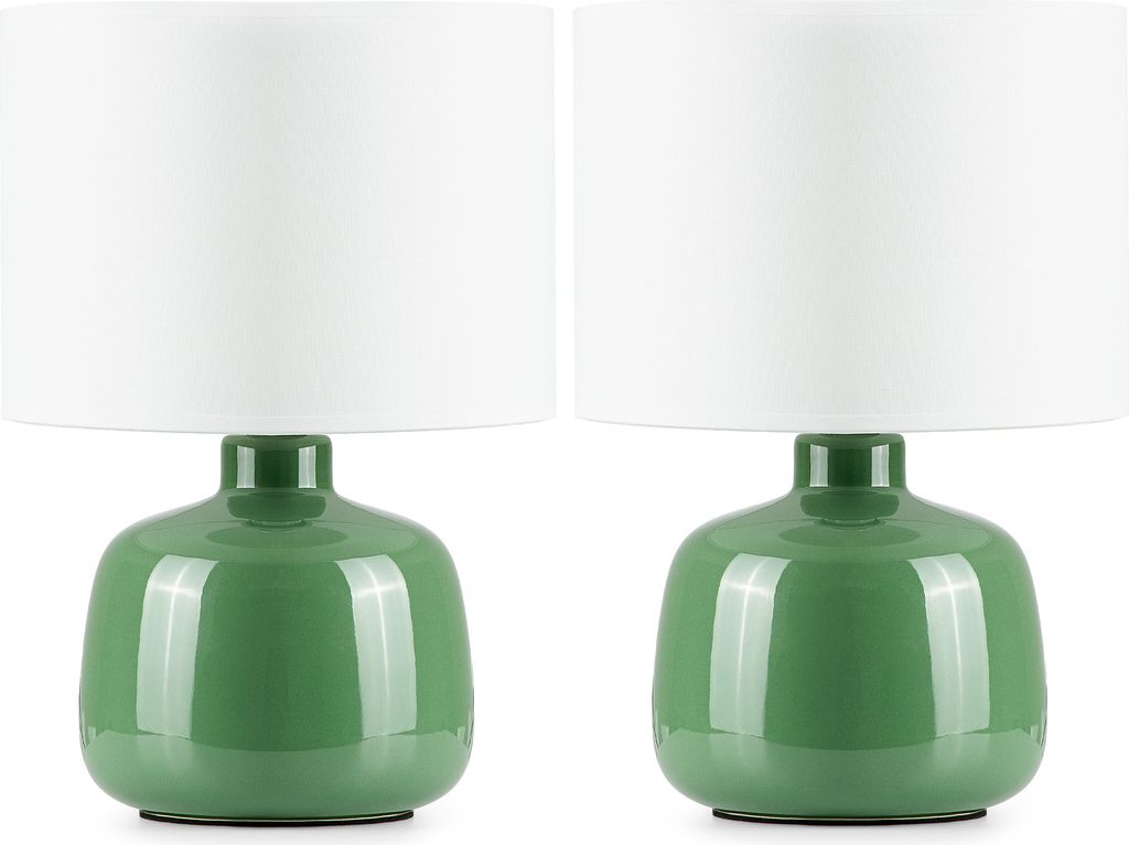 Konsimo Nachttischlampen STIVUS 2St, Grun, Keramik, 31,5x22x15,5cm