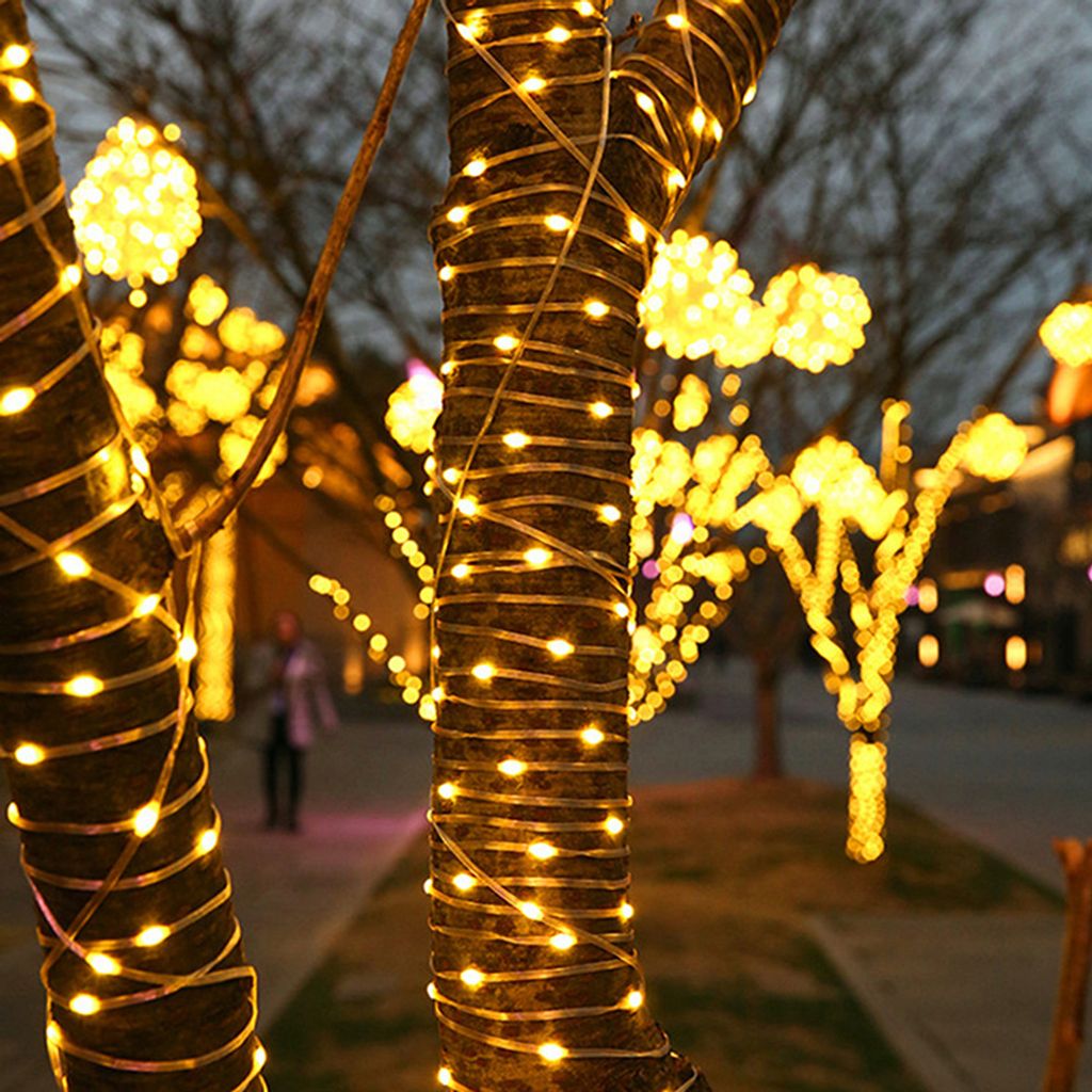 100 LED Warmweiß Lichterkette Weihnachten Lichterschlauch Kupferdraht 