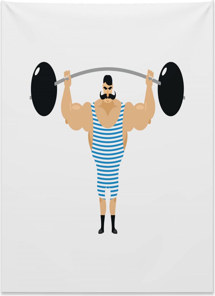 Abakuhaus Zirkus Wandteppich, Bodybuilder Gewichtheben aus Weiches Mikrofaser Stoff Kein Verblassen Klare Farben Waschbar, 110 x 150 cm, Mehrfarbig