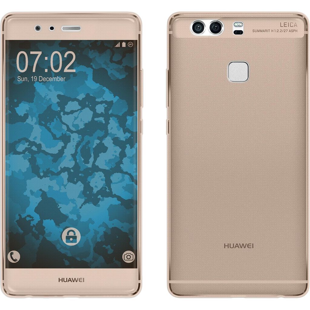 PhoneNatic Case kompatibel mit Huawei P9 - gold Silikon Hülle 360° Fullbody Cover